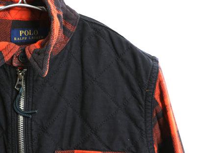 ポロ ラルフローレン ハーフジップ チェック 長袖 フランネル シャツ レディース M メンズ S 古着 コットン ガーゼ 2レイヤー プルオーバー
