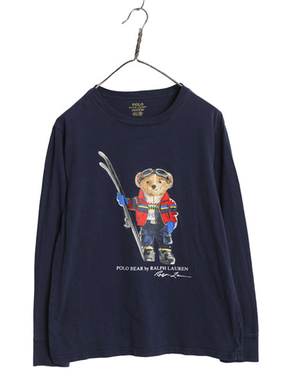 ポロベア ポロ ラルフローレン プリント 長袖 Tシャツ キッズ L レディース S 程 キャラクター ロンT ロングスリーブ コットン カットソー