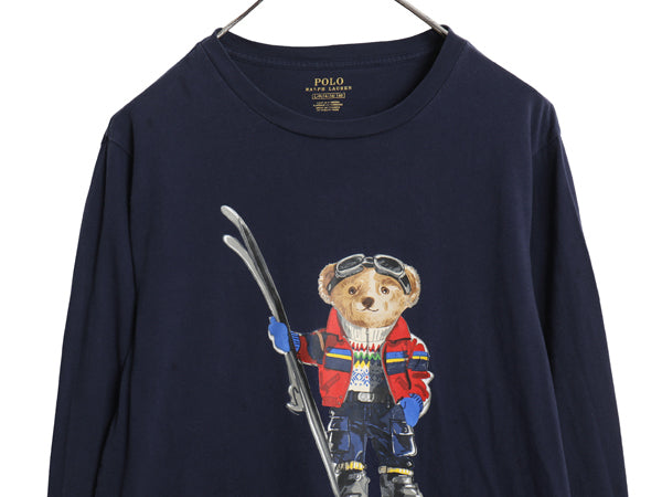 ポロベア ポロ ラルフローレン プリント 長袖 Tシャツ キッズ L レディース S 程 キャラクター ロンT ロングスリーブ コットン カットソー