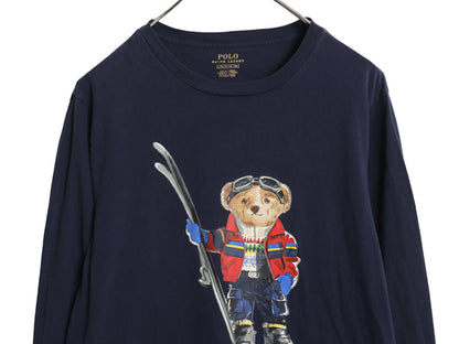ポロベア ポロ ラルフローレン プリント 長袖 Tシャツ キッズ L レディース S 程 キャラクター ロンT ロングスリーブ コットン カットソー