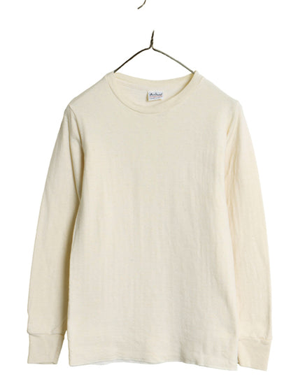 80s USA製 デュオフォールド 2レイヤー 長袖 Tシャツ M メンズ 小さめ S / ヴィンテージ ロンT アンダーシャツ 無地 ストレッチ ナチュラル