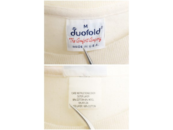 80s USA製 デュオフォールド 2レイヤー 長袖 Tシャツ M メンズ 小さめ S / ヴィンテージ ロンT アンダーシャツ 無地 ストレッチ ナチュラル