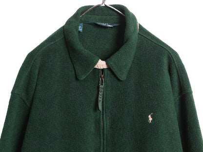 90s ポロ ラルフローレン フリース スイングトップ ジャケット メンズ XXL 古着 オールド ブルゾン フルジップ ジャンパー 大きいサイズ 緑