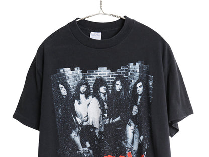 80s USA製 スキッド ロウ フォト イラスト プリント Tシャツ メンズ XL ヴィンテージ オフィシャル バンド ロック メタル グラフィック 黒