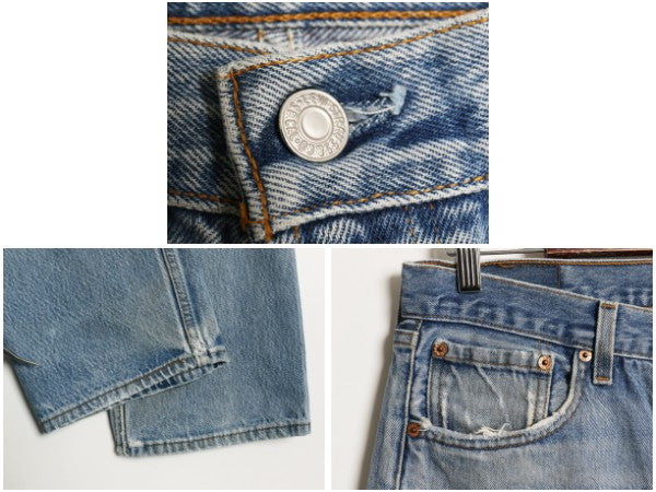 雰囲気系 90s USA製 リーバイス 501 デニム パンツ メンズ 35 32 / オールド ストレート ジーンズ ジーパン ヒゲ アタリ クラッシュ リペア