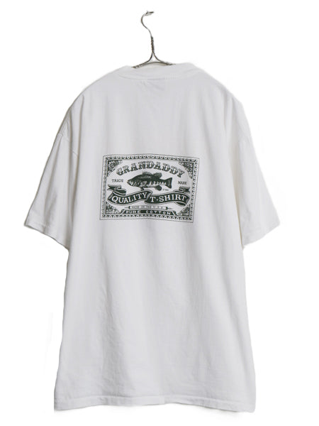 デッドストック 90s USA製 ベア イラスト プリント Tシャツ メンズ XL オールド アウトドア アート フィッシュ アニマル 両面 大きいサイズ