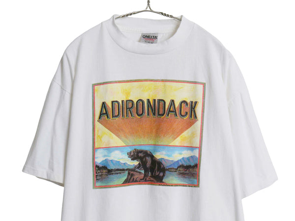 デッドストック 90s USA製 ベア イラスト プリント Tシャツ メンズ XL オールド アウトドア アート フィッシュ アニマル 両面 大きいサイズ