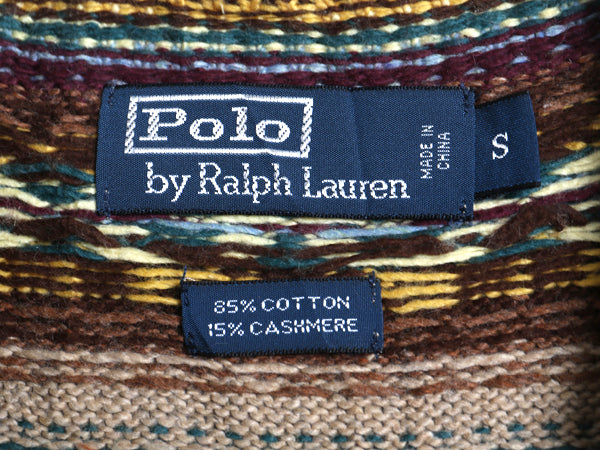 00s ポロ ラルフローレン Vネック ニット ベスト メンズ S / オールド フェアアイル コットン カシミヤ セーター 重ね着 薄手 マルチカラー