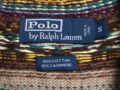 00s ポロ ラルフローレン Vネック ニット ベスト メンズ S / オールド フェアアイル コットン カシミヤ セーター 重ね着 薄手 マルチカラー