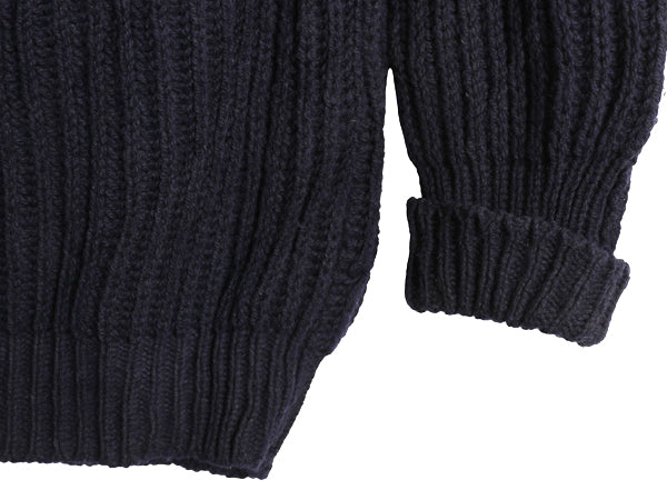 80s イギリス製 SUMMIT SPORTS  チャンキー ニット セーター メンズ XL / ヴィンテージ リブ編み ウール ローゲージ 無地 紺 大きいサイズ