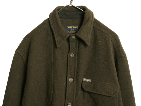 00s ウールリッチ ウール CPO シャツ メンズ L / オールド アウトドア ハンティング シューティング ジャケット ヘビーウェイト オリーブ