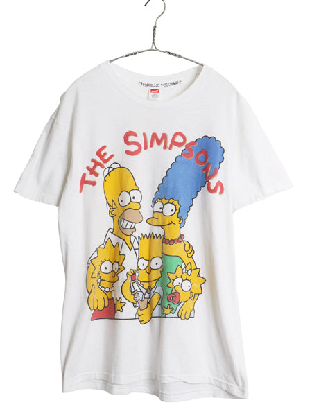80s USA製 シンプソンズ プリント 半袖 Tシャツ メンズ L / ヴィンテージ キャラクター イラスト シングルステッチ コットン カットソー 白