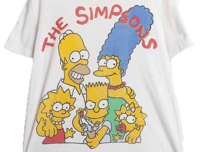 80s USA製 シンプソンズ プリント 半袖 Tシャツ メンズ L / ヴィンテージ キャラクター イラスト シングルステッチ コットン カットソー 白