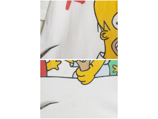80s USA製 シンプソンズ プリント 半袖 Tシャツ メンズ L / ヴィンテージ キャラクター イラスト シングルステッチ コットン カットソー 白