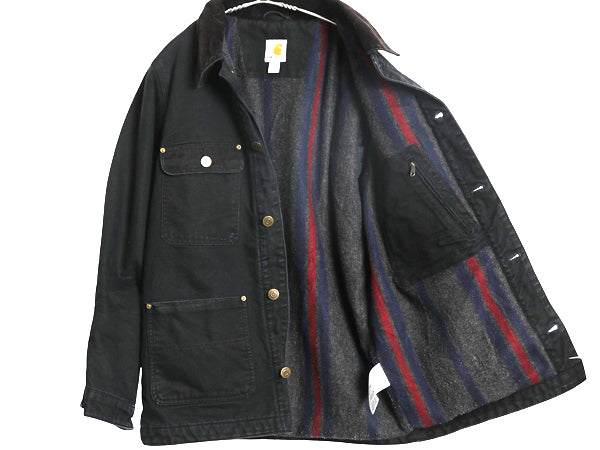 カーハート チョア コート メンズ S / ダック カバーオール ジャケット ブランケット ライナー付き ブルゾン ハーフ コート 廃盤 ブラック