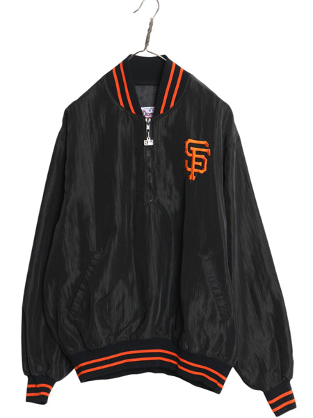 90s USA製 ジャイアンツ ナイロン ジャケット メンズ L / オールド MLB オフィシャル スターター スタジャン ハーフジップ プルオーバー 黒