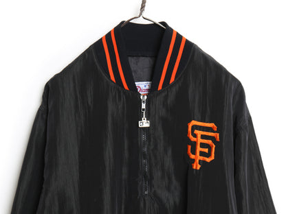 90s USA製 ジャイアンツ ナイロン ジャケット メンズ L / オールド MLB オフィシャル スターター スタジャン ハーフジップ プルオーバー 黒