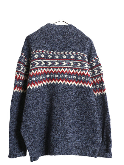 エルエルビーン ヘンリーネック ニット セーター メンズ XL 古着 ラム ウール フェアアイル ノルディック 総柄 プルオーバー 大きいサイズ