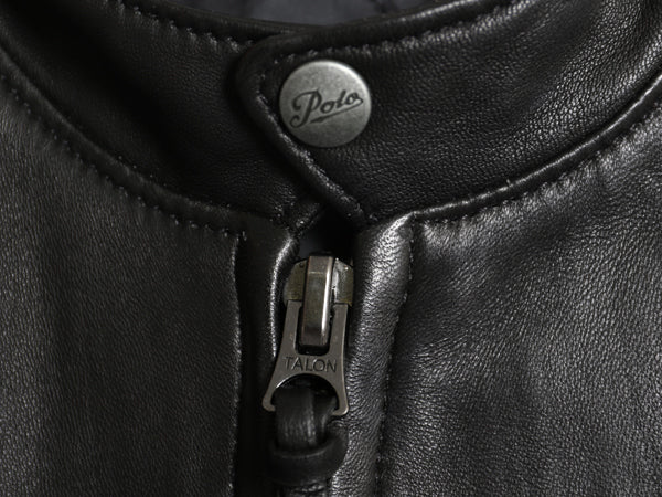 ポロ ラルフローレン 本革 ラム レザー シングル ライダース ジャケット メンズ M / 革ジャン 中綿 キルティング ライナー付き ブルゾン 黒
