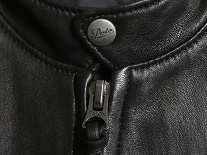 ポロ ラルフローレン 本革 ラム レザー シングル ライダース ジャケット メンズ M / 革ジャン 中綿 キルティング ライナー付き ブルゾン 黒