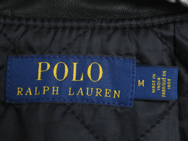 ポロ ラルフローレン 本革 ラム レザー シングル ライダース ジャケット メンズ M / 革ジャン 中綿 キルティング ライナー付き ブルゾン 黒