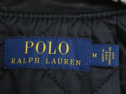 ポロ ラルフローレン 本革 ラム レザー シングル ライダース ジャケット メンズ M / 革ジャン 中綿 キルティング ライナー付き ブルゾン 黒