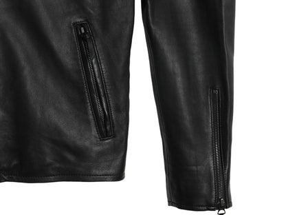 ポロ ラルフローレン 本革 ラム レザー シングル ライダース ジャケット メンズ M / 革ジャン 中綿 キルティング ライナー付き ブルゾン 黒