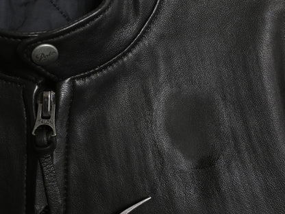 ポロ ラルフローレン 本革 ラム レザー シングル ライダース ジャケット メンズ M / 革ジャン 中綿 キルティング ライナー付き ブルゾン 黒