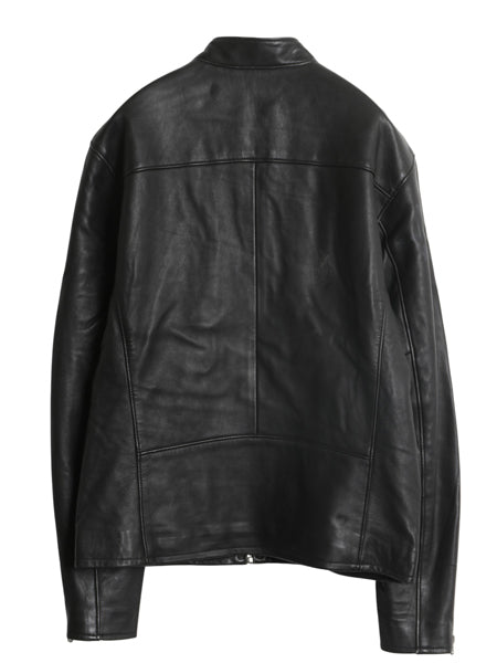 ポロ ラルフローレン 本革 ラム レザー シングル ライダース ジャケット メンズ M / 革ジャン 中綿 キルティング ライナー付き ブルゾン 黒