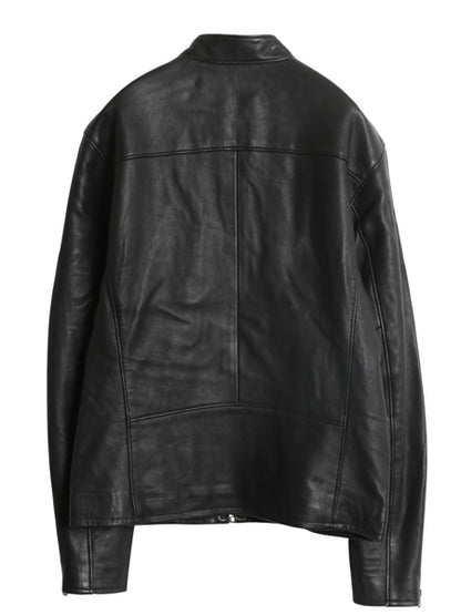 ポロ ラルフローレン 本革 ラム レザー シングル ライダース ジャケット メンズ M / 革ジャン 中綿 キルティング ライナー付き ブルゾン 黒