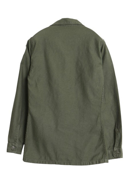 60s 米軍実物 US ARMY コットン サテン ユーティリティ シャツ S ヴィンテージ OG107 シャツ袖 1st ミリタリー 軍物 ワッペン付き オリーブ