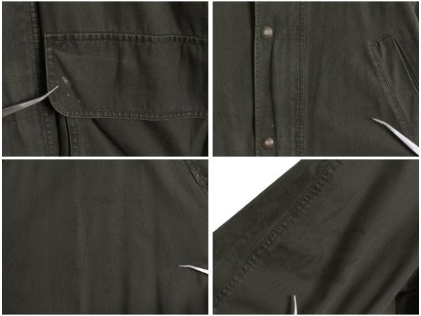 90s バナナリパブリック ハーフコート メンズ XS 古着 オールド ハンティング フィールド コットン キャンバス 本革レザー 切替 ジャケット