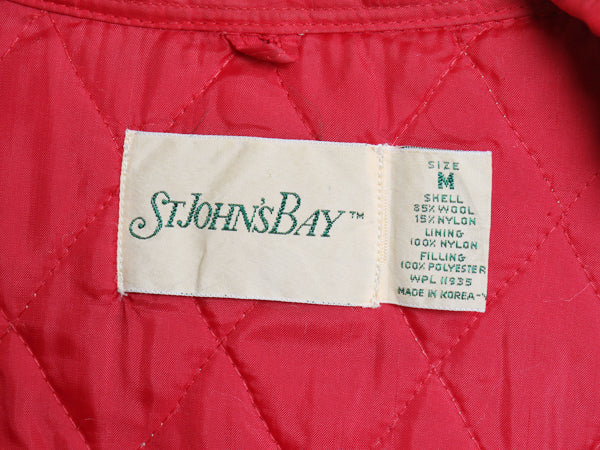 80s セントジョンズベイ チェック  長袖 ウール シャツ メンズ M 古着 ヴィンテージ 中綿 キルティング ジャケット ボックス マルチカラー