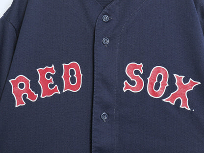 USA製 レッドソックス ベースボール シャツ メンズ L / MLB オフィシャル マジェスティック 大リーグ ユニフォーム メッシュ ゲームシャツ