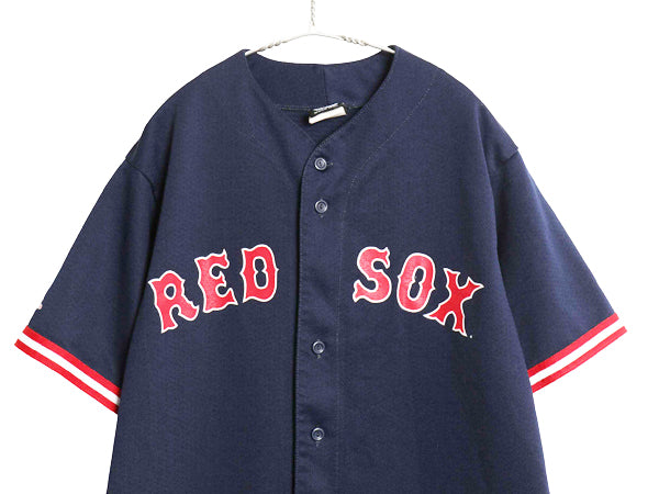 USA製 レッドソックス ベースボール シャツ メンズ L / MLB オフィシャル マジェスティック 大リーグ ユニフォーム メッシュ ゲームシャツ