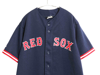 USA製 レッドソックス ベースボール シャツ メンズ L / MLB オフィシャル マジェスティック 大リーグ ユニフォーム メッシュ ゲームシャツ