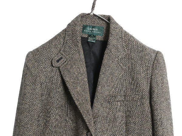 デッドストック 90s ローレン ラルフローレン ツイード テーラード ジャケット レディース L 新品 オールド ポロ ブレザー ウール トラッド