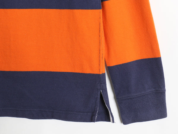 90s ポロ ラルフローレン ボーダー 長袖 ラガーシャツ メンズ M オールド CUSTOM FIT ラグビー ワンポイント ヘビーウェイト マルチカラー