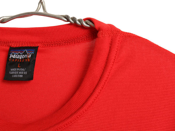 90s 00s USA製 パタゴニア キャプリーン 半袖 Tシャツ メンズ L 古着 オールド アウトドア ストレッチ インナー カットソー アンダーシャツ