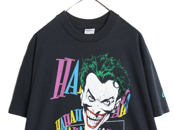 80s USA製 ★ DCコミック ジョーカー イラスト プリント Tシャツ メンズ XL / 古着 ヴィンテージ 当時物 キャラクター アニメ アメコミ 黒