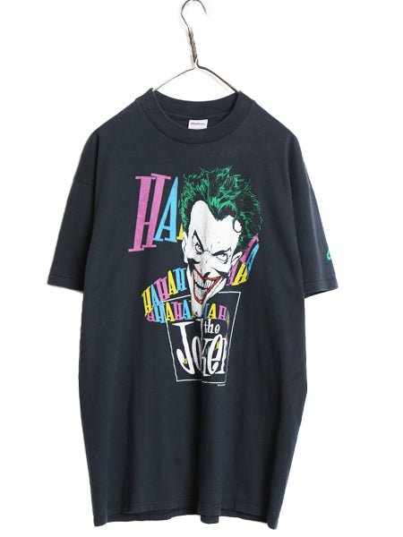 80s USA製 ★ DCコミック ジョーカー イラスト プリント Tシャツ メンズ XL / 古着 ヴィンテージ 当時物 キャラクター アニメ アメコミ 黒