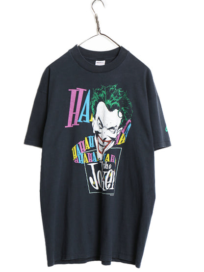 80s USA製 ★ DCコミック ジョーカー イラスト プリント Tシャツ メンズ XL / 古着 ヴィンテージ 当時物 キャラクター アニメ アメコミ 黒