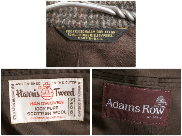 デッドストック 80s USA製 Adams Row ハリスツイード テーラード ジャケット メンズ L 程/ 新品 ヴィンテージ ブレザー ツイード ウール