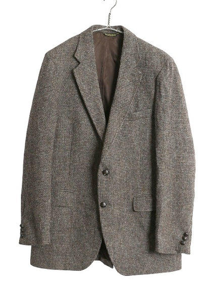 デッドストック 80s USA製 Adams Row ハリスツイード テーラード ジャケット メンズ L 程/ 新品 ヴィンテージ ブレザー ツイード ウール