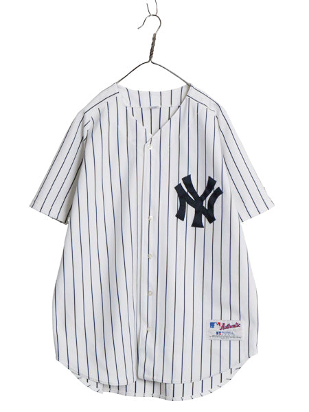 90s USA製 ヤンキース ベースボール シャツ メンズ XXL 程/ オールド MLB オフィシャル ラッセル 大リーグ ユニフォーム 大きいサイズ 野球