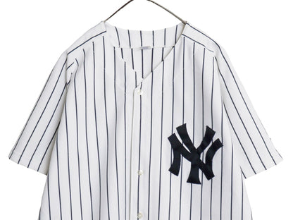 90s USA製 ヤンキース ベースボール シャツ メンズ XXL 程/ オールド MLB オフィシャル ラッセル 大リーグ ユニフォーム 大きいサイズ 野球