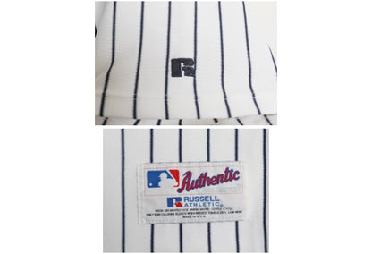 90s USA製 ヤンキース ベースボール シャツ メンズ XXL 程/ オールド MLB オフィシャル ラッセル 大リーグ ユニフォーム 大きいサイズ 野球