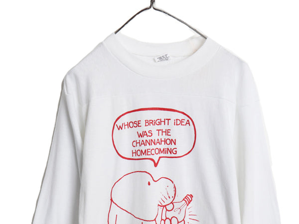 デッドストック 70s USA製 キャラクター イラスト プリント フットボール Tシャツ メンズ レディース L / ヴィンテージ 7分袖 ロンT 当時物