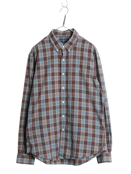 ラルフローレン チェック 長袖 ボタンダウン シャツ メンズ XL / ポロ SLIM FIT オックスフォード ワンポイント ポニー 細身 大きいサイズ