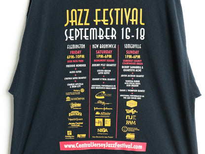 ジャズ フェス アート イラスト 両面 プリント Tシャツ メンズ XL 音楽 グラフィック ヘビーウェイト コットン カットソー 大きいサイズ 黒